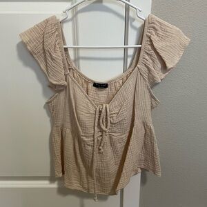 Final Touch Cream Blouse with Tie Detail